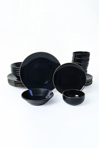 Keramika Ege Siyah Gold Yemek Takımı 24 Parça 6 Kişilik - Resim 8