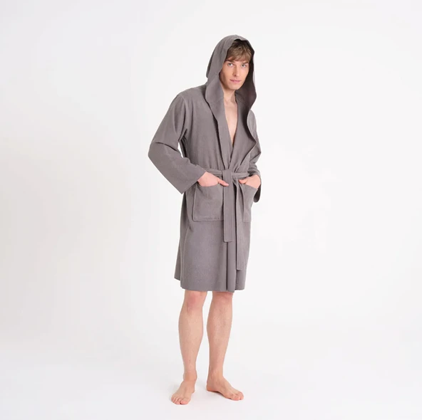 Karaca Home Berlin K. Gri Relax Hooeded %100 Pamuk Bornoz XS/S ürün görseli