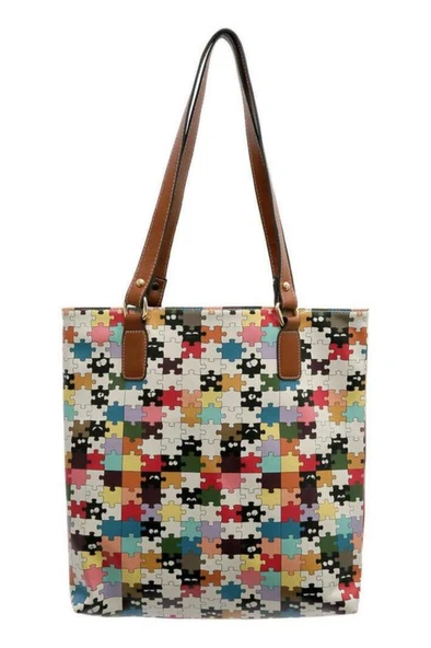 Kadın Vegan Deri Kırmızı Omuz Çantası - In The Puzzle Tasarım - 2