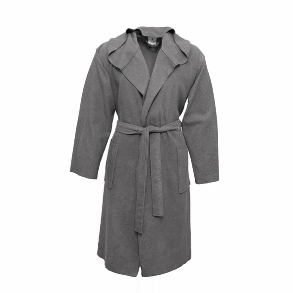 Karaca Home Berlin K. Gri Relax Hooeded %100 Pamuk Bornoz XS/S - Resim 3