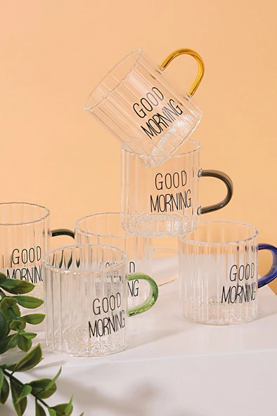 3 ADET  Arow Winsome Kulplu Cam Bardak 6'lı 100 ml