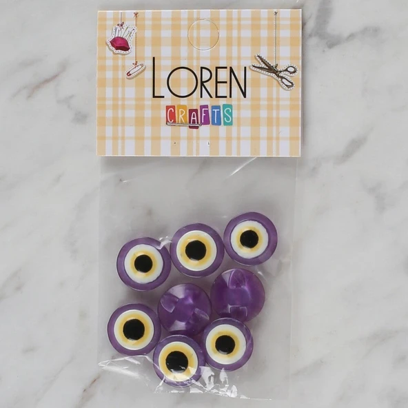 Loren Crafts mor 8 li nazar boncuğu düğme - 169 ürün görseli 1