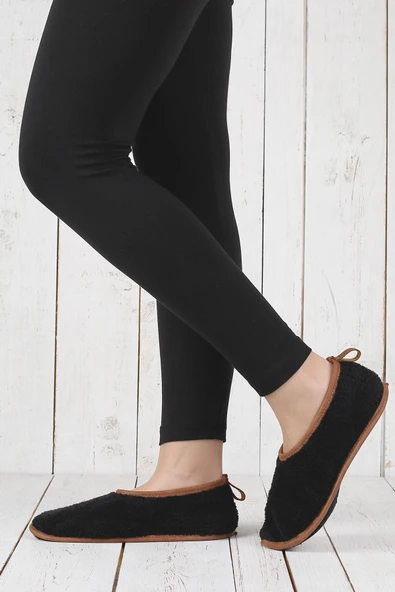 Kışlık Kaymaz Deri Taban Ev Patiği Ptk-sw Siyah 36-38 - Resim 4