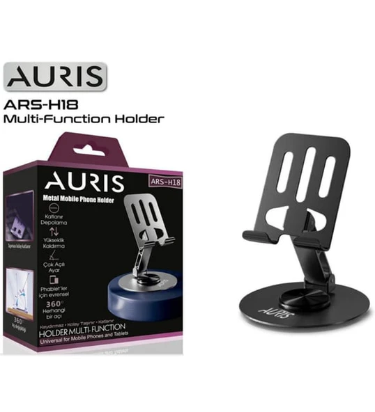 Auris H18 Metal 360 Döner Katlanır Masaüstü Telefon ve Tablet Standı - 3