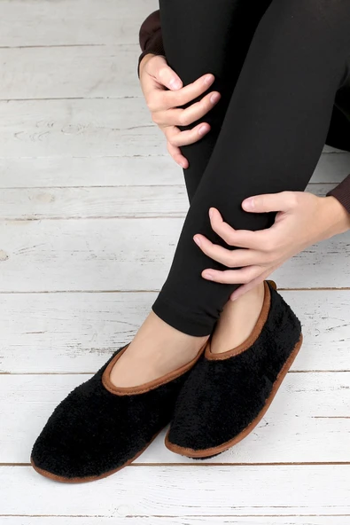 Kışlık Kaymaz Deri Taban Ev Patiği Ptk-sw Siyah 36-38 - Resim 2