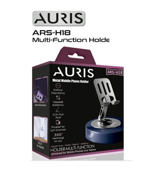 Auris H18 Metal 360 Döner Katlanır Masaüstü Telefon ve Tablet Standı - 4