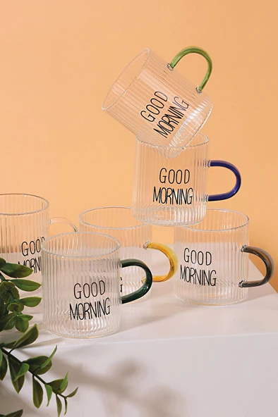 4 ADET   Arow Winsome Kulplu Cam Bardak 6'lı 10 ml