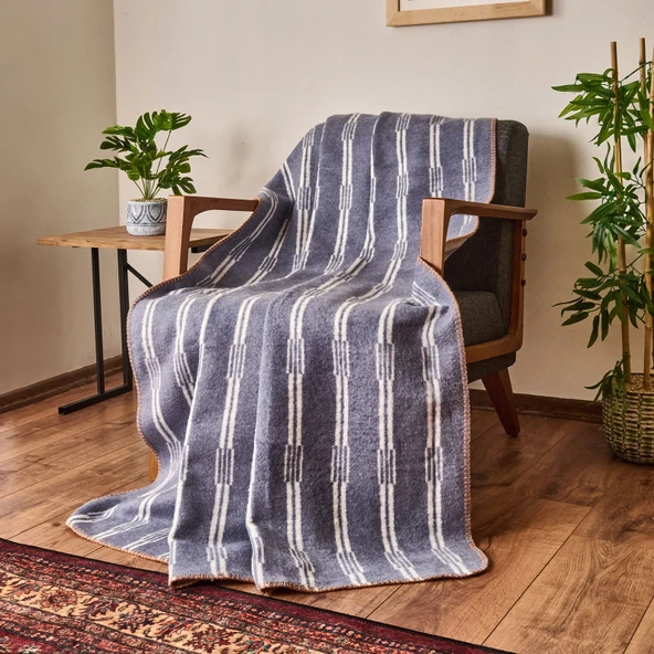 Soft Mavruz Pamuklu Tv Battaniyesi - Mavi - 130x170 cm ürün görseli 1