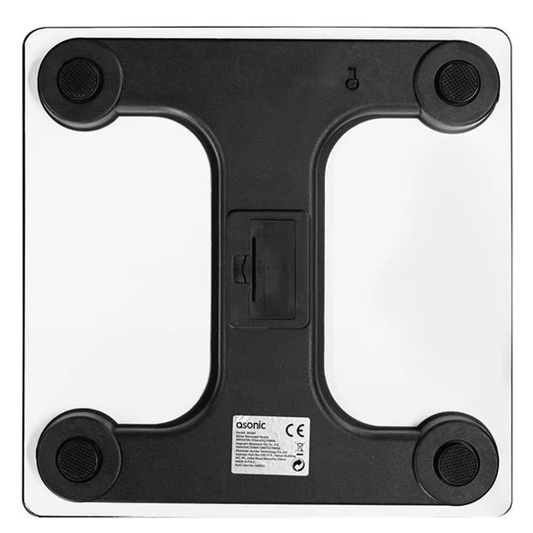 Asonic BS260 Beyaz 260X260 Mm Dijital Bluetooth Baskül (2*AAA Pil Hediyeli) - Resim 3