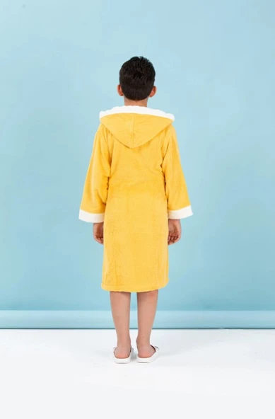 Özdilek Disney Lisanslı Mickey Mouse Happy Sarı Nakışlı 5-6 Yaş Kapüşonlu Çocuk Bornozu - 2