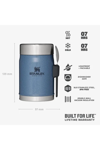Stanley kaşıklı 400 Ml unisex MAVİ yemek termosu - 4