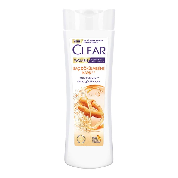 Clear Women Kepeğe Karşı Etkili Şampuan Saç Dökülmesine Karşı Zencefil Özü 350 ml 3 ADET ürün görseli 1
