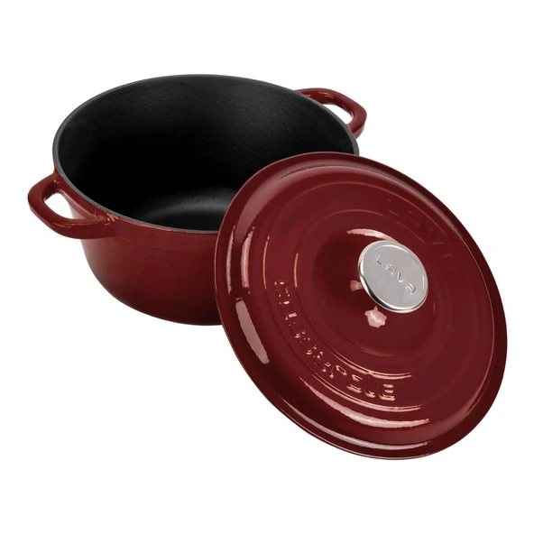 Lava Döküm Yuvarlak Tencere Döküm Demir Kapak New Heritage Serisi Çap(Ø)26cm.-Bordo - Resim 2