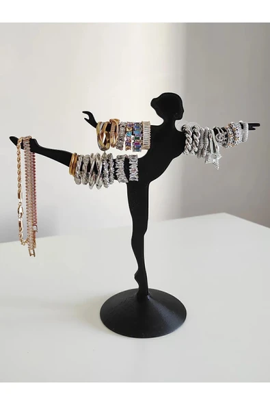 Nerva Design 3D Dekoratif Balerin Tasarımlı Takı Standı, Düzenleyici, Yüzük/küpe/kolye/takı Askılığı