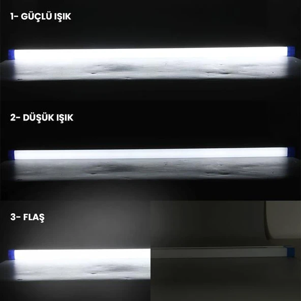 Powermaster T570 70Cm 100W Çubuk Portatif LED Işıldak Şarjlı Tüp Lamba 1800Mah - Resim 2