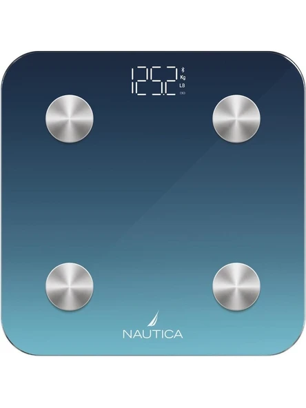 Nautica BT600 Pilli Bluetooth Vücut Analizli Yağ Kas Su Ölçer Hassas Akıllı Tartı Baskül Navy Mavi ürün görseli
