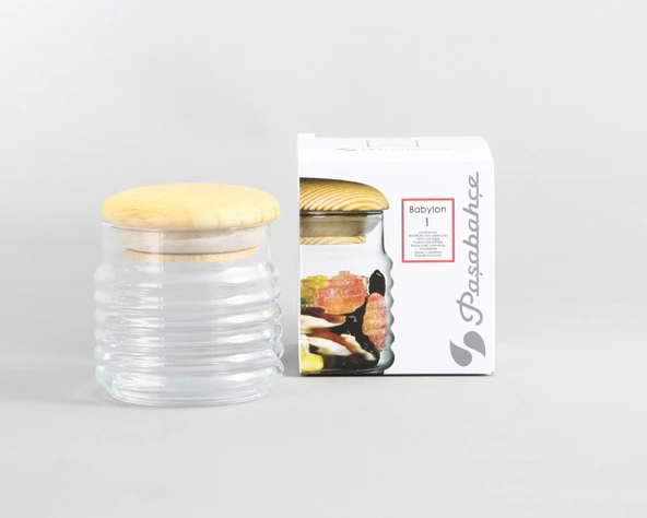 Paşabahçe Babylon Kavanoz  Ahşap Kapaklı 630 cc  Küçük  43163 - Resim 2