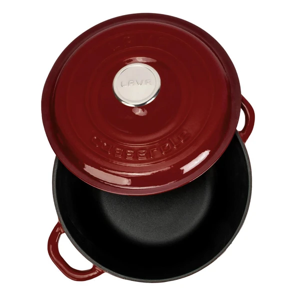 Lava Döküm Yuvarlak Tencere Döküm Demir Kapak New Heritage Serisi Çap(Ø)26cm.-Bordo - Resim 3