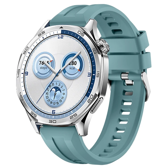 Sneezy Huawei Watch GT5 46mm İle Uyumlu Spor Silikon Metal Tokalı Soft Saat Kordonu  Mavi ürün görseli