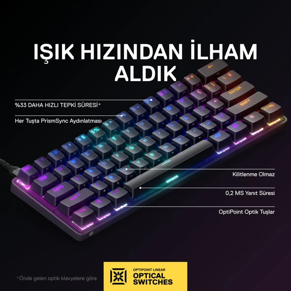 SteelSeries Apex 9 Mini Kablolu Mekanik Klavye İngilizce (US) - Resim 2
