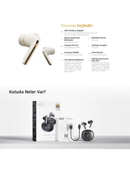 QCY MeloBuds Pro HT08 ANC TWS Siyah Kulak İçi Bluetooth Kulaklık - Siyah - Resim 3