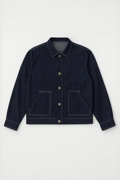 Kadın Rahat Kalıp Günlük Jean Gömlek Ceket