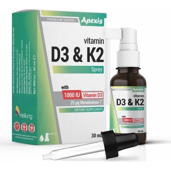 Apexis Premium Series D3&k2 1000 Iu Vitamin D3 30 ml Oral Sprey
