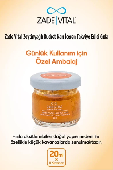 Zade Vital Zeytinyağlı Kudret Narı İçeren Takviye Edici Gıda 20Mlx8 - Resim 2