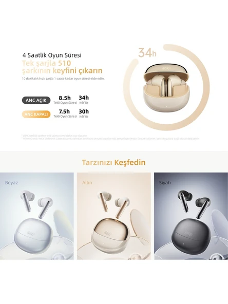 QCY MeloBuds Pro HT08 ANC TWS Siyah Kulak İçi Bluetooth Kulaklık - Siyah - Resim 5