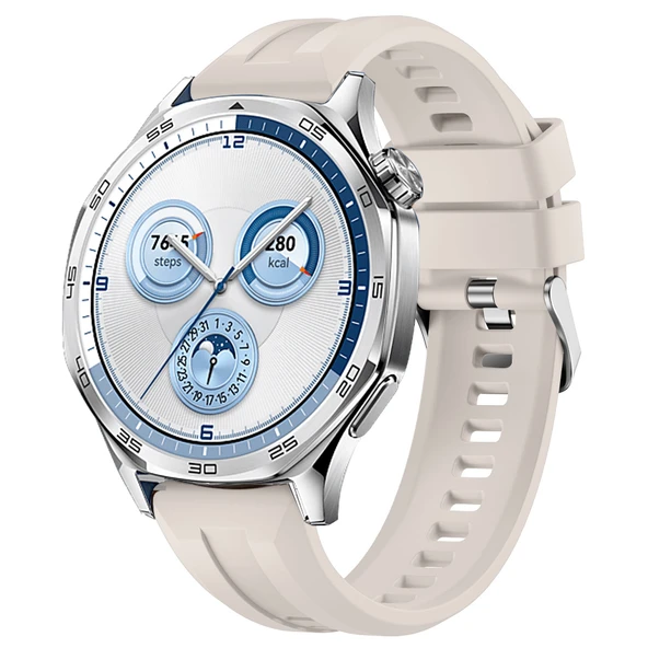 Sneezy Huawei Watch GT5 46mm İle Uyumlu Spor Silikon Metal Tokalı Soft Saat Kordonu  Starlight ürün görseli