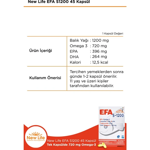 New Life Efa S 1200 Balık Yağı 45 Kapsül - 2