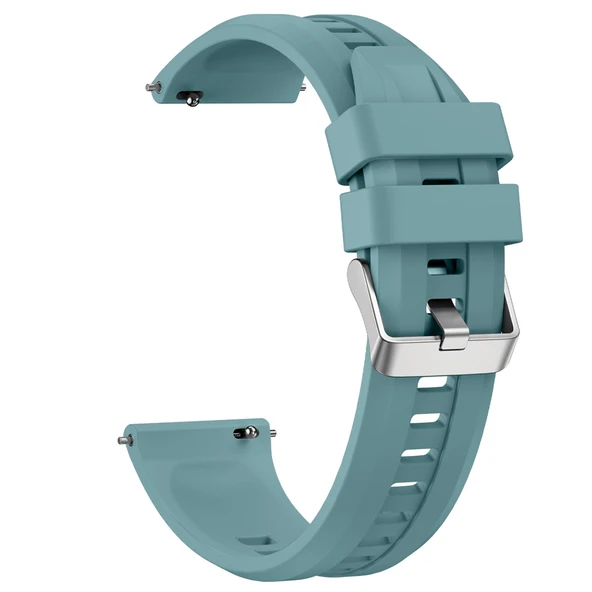 Sneezy Huawei Watch GT5 46mm İle Uyumlu Spor Silikon Metal Tokalı Soft Saat Kordonu  Mavi - Resim 2