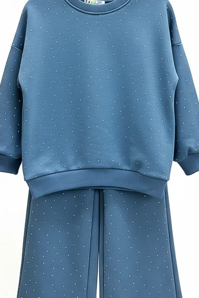 Kız Çocuk Taş Süslemeli Alt-Üst Takım-3 İplik 4-12 Yaş 12345 - Resim 11