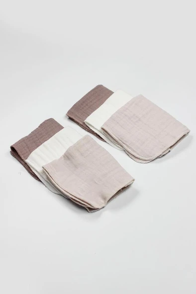 Bistyle 6'lı Müslin Mendil 20x20 cm 90106 Taş Ekru Antrasit - Resim 2