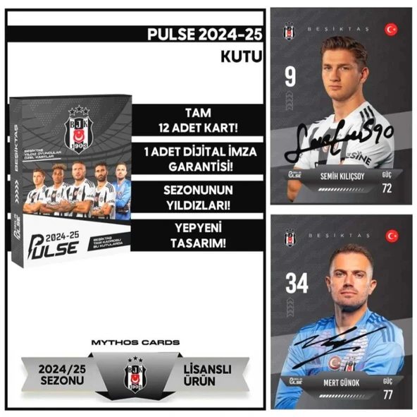 Lisanslı Beşiktaş Pulse Futbolcu Kartları 2024-25 - 12 Kart - Resim 2