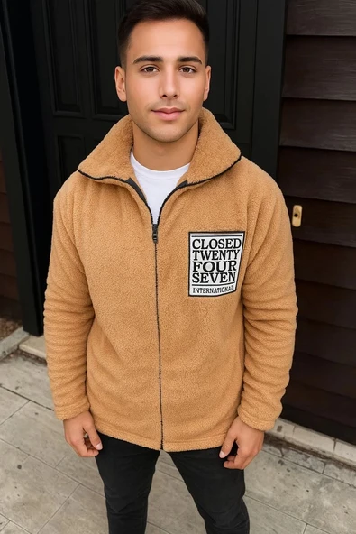 Erkek Polar Fermuarlı Sweatshirt – Kapüşonsuz, Cepli, Yumuşak Dokulu, Oversize Rahat Kalıp, Kışlık Sıcak Tutan Fermuarlı ürün görseli 1