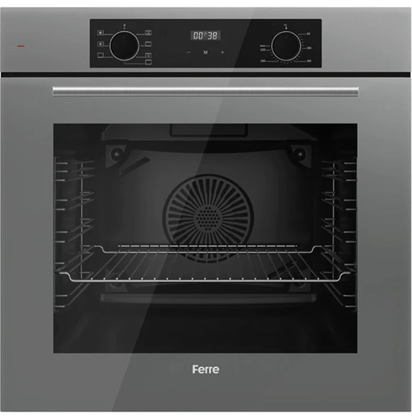 Ferre Flowart QBL63CPR-SS208-D079 7 Prog. Dijital Turbo Ankastre Set - Gri - 2