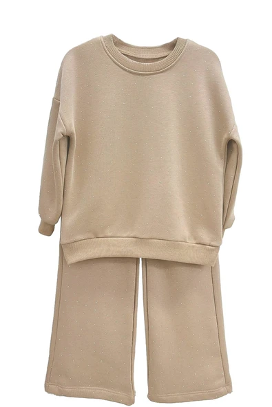 Kız Çocuk Taş Süslemeli Alt-Üst Takım-3 İplik 4-12 Yaş 12345 - Resim 2