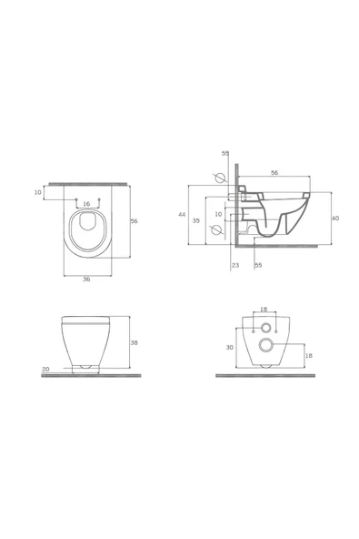 Taormina Arch Asma Parlak Beyaz Klozet 1012-001-0128 Kapak Hariç - Resim 3