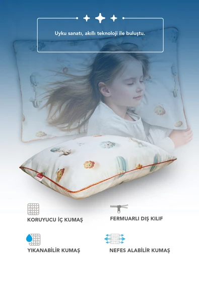 2 Adet Müslin kumaşlı ortopedik çocuk yastığı,Visco parçacıklı pamuk kılıflı  40*60 *1100 gr(bulut) - Resim 5