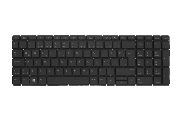 HP Uyumlu ProBook 455 G7 (19J12EC), 455 G7 (1B0K0UP) Klavye TR  Işıklı Siyah - Resim 2