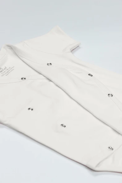 Bistyle Organik Natural Basic Style Kruvaze Yarım Kol Body BS17101 Ekru - Resim 4