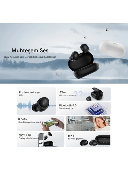 QCY ArcBuds Lite TWS Kulak İçi Bluetooth Kulaklık - Siyah - Resim 2