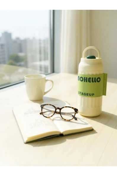 Fashion Çelik Termos Matara 460 ML Bej Beyaz - SHT-ST-8097 ürün görseli