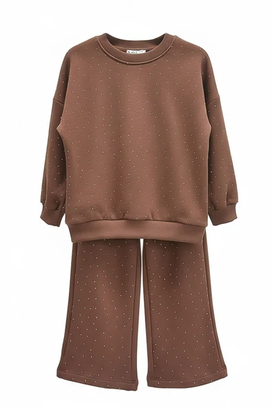 Kız Çocuk Taş Süslemeli Alt-Üst Takım-3 İplik 4-12 Yaş 12345 - Resim 3