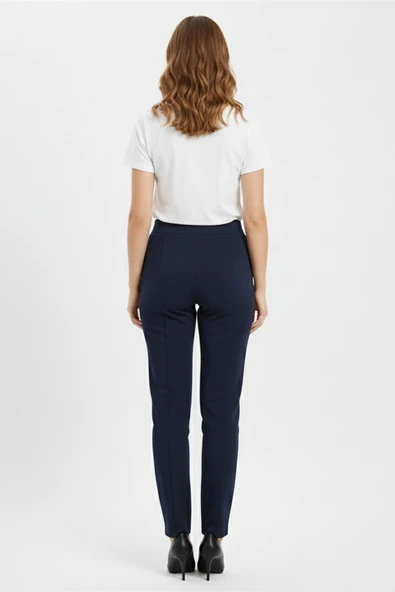 Kadın Beli Lastikli Çima Dikişli Cepli Kumaş Pantolon BGL-ST04818 - Resim 9