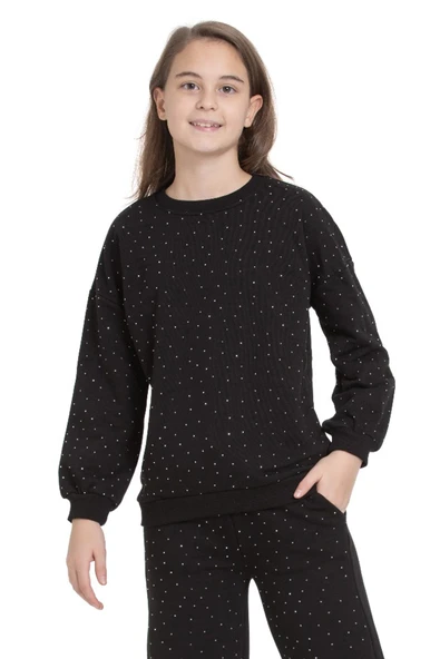 Kız Çocuk Taş Süslemeli Alt-Üst Takım-3 İplik 4-12 Yaş 12345 - Resim 5