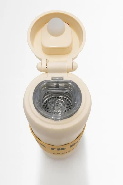 Fashion Çelik Termos Matara 460 ML Bej Beyaz - SHT-ST-8097 - Resim 6