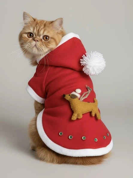 Buddy Kapşonlu Yılbaşı Kedi Sweatshirt Noel ürün görseli 1