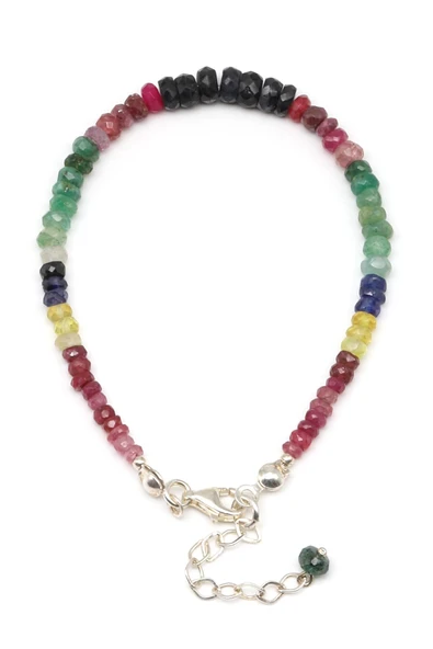 Yakut - Safir - Zümrüt Doğal Taş 925 Ayar Gümüş Bileklik Rondel Kesim - BLK-2023 - 2